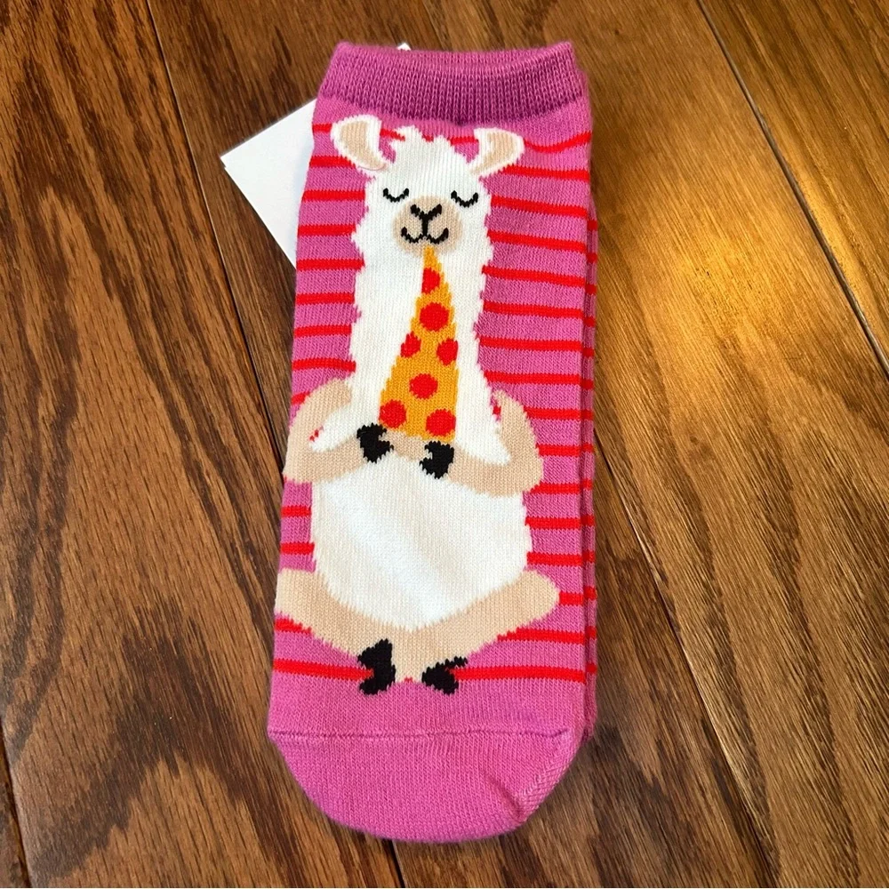 Xhilaration Pink and White Striped Llama Pizza Socks Size 4-10 New!!